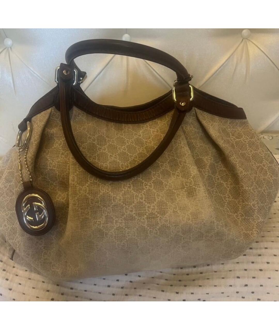 GUCCI Бежевая хлопковая сумка тоут, фото 9