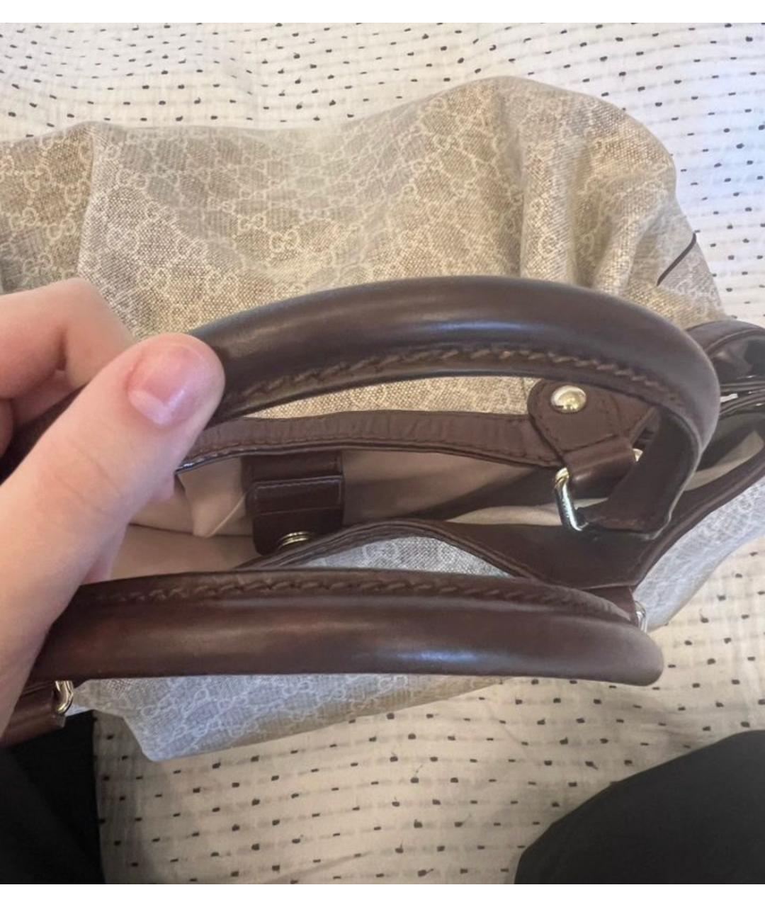 GUCCI Бежевая хлопковая сумка тоут, фото 3