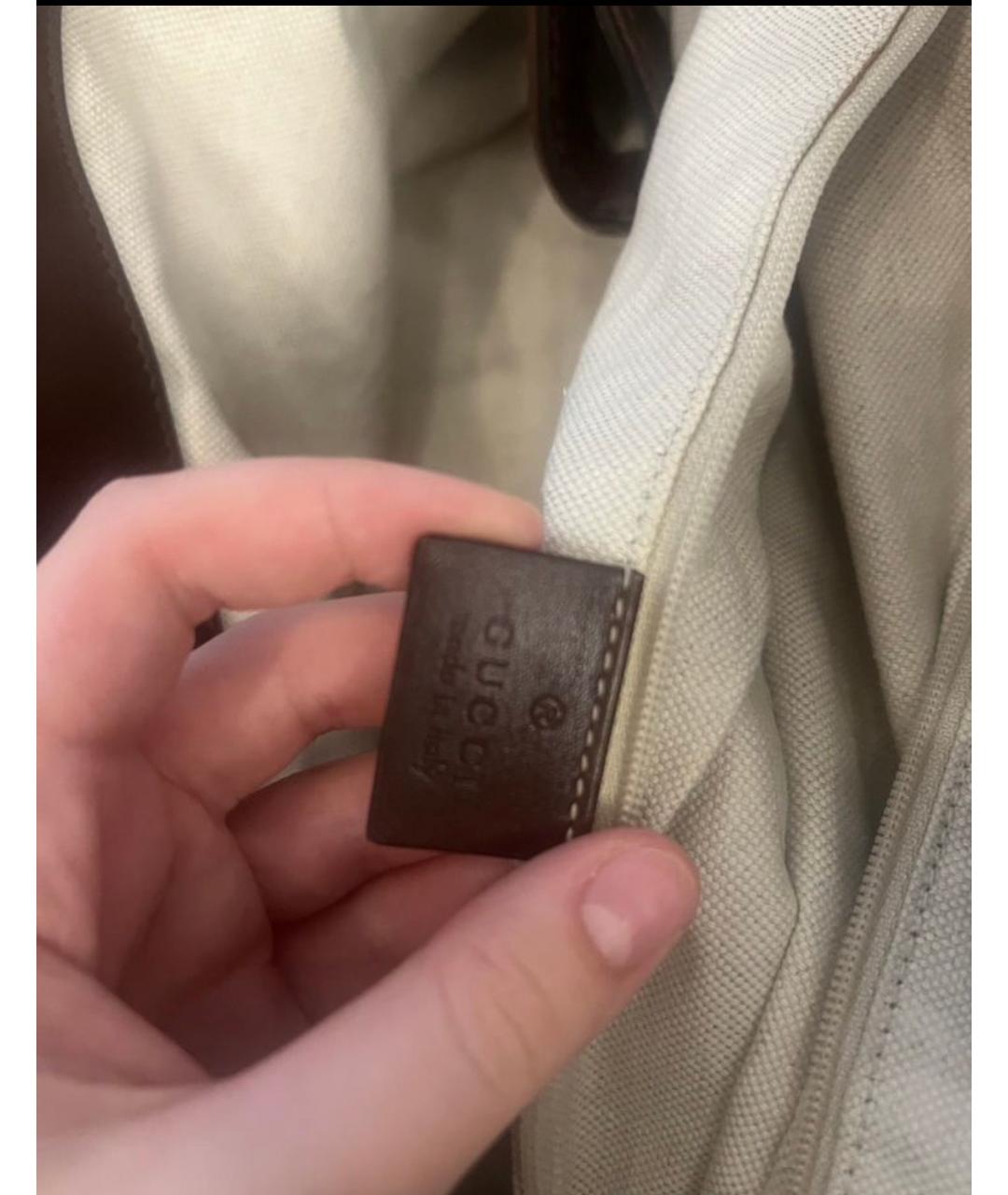 GUCCI Бежевая хлопковая сумка тоут, фото 4