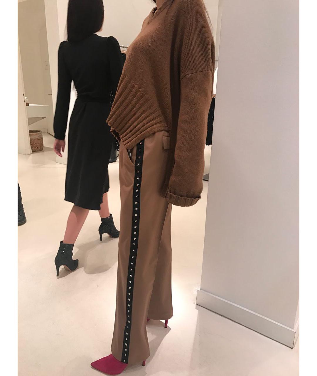 P.A.R.O.S.H. Коричневые шерстяные прямые брюки, фото 3