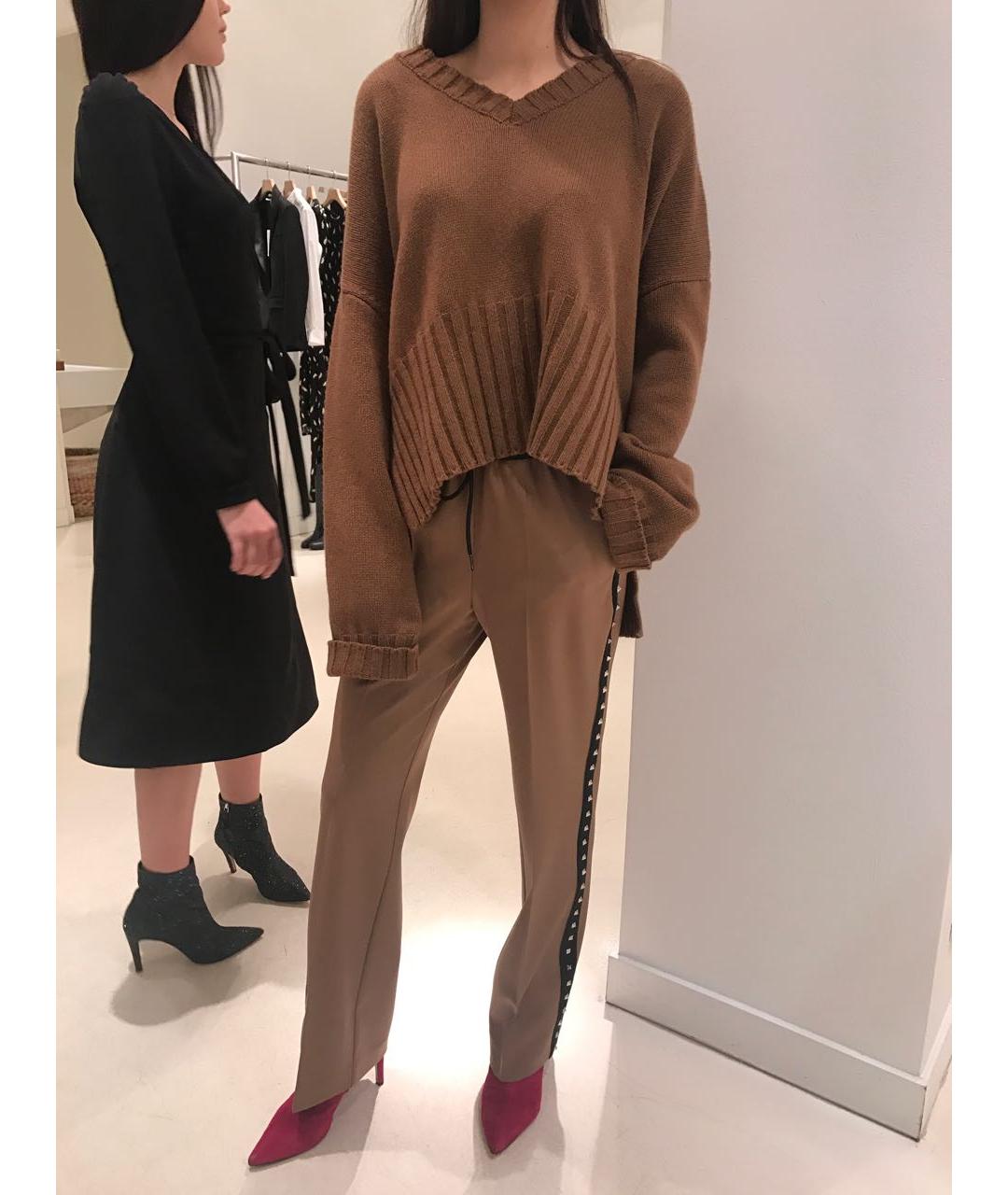 P.A.R.O.S.H. Коричневые шерстяные прямые брюки, фото 2