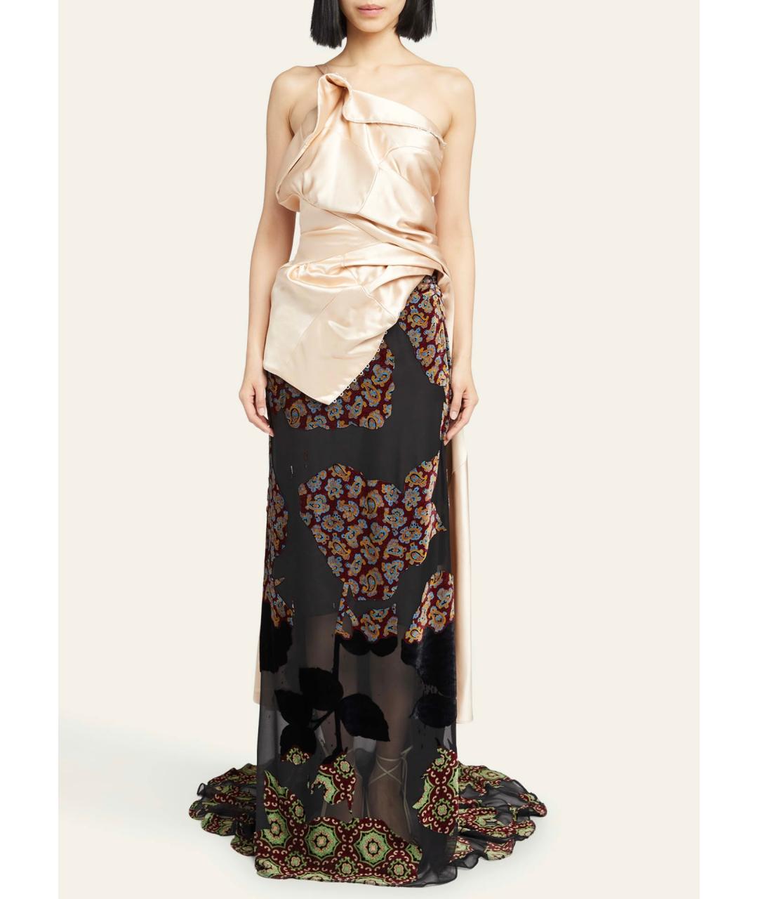 DRIES VAN NOTEN Черная вискозная юбка макси, фото 4