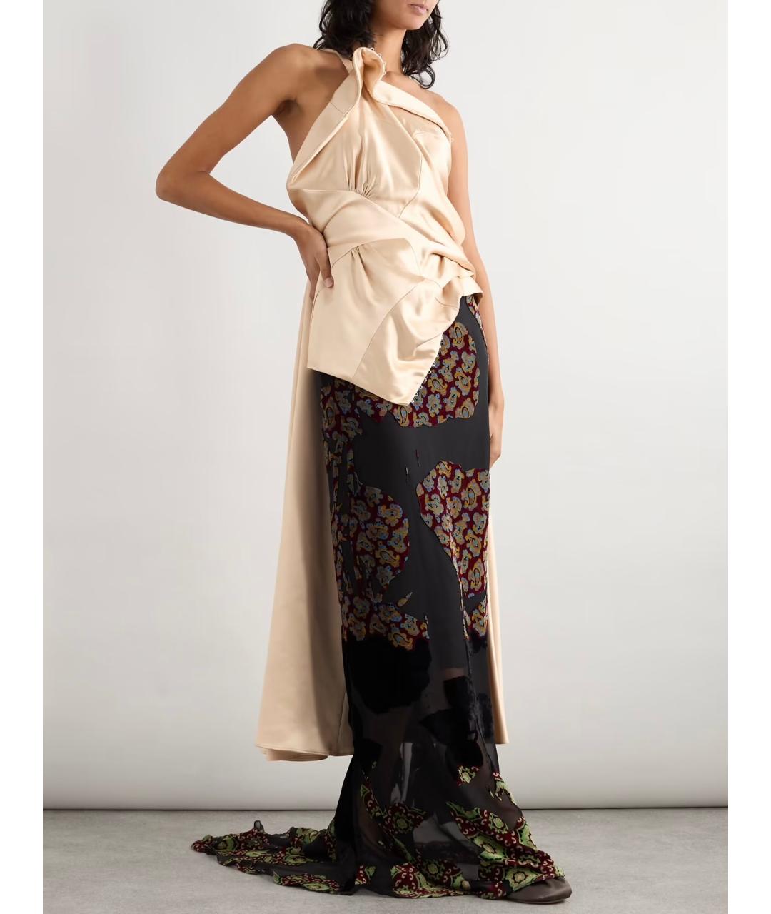 DRIES VAN NOTEN Черная вискозная юбка макси, фото 2