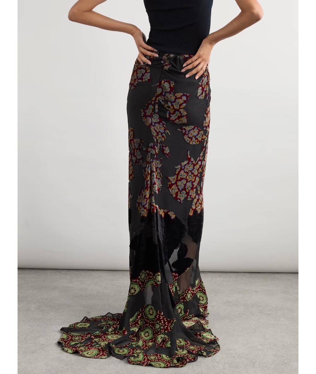 DRIES VAN NOTEN Черная вискозная юбка макси, фото 3