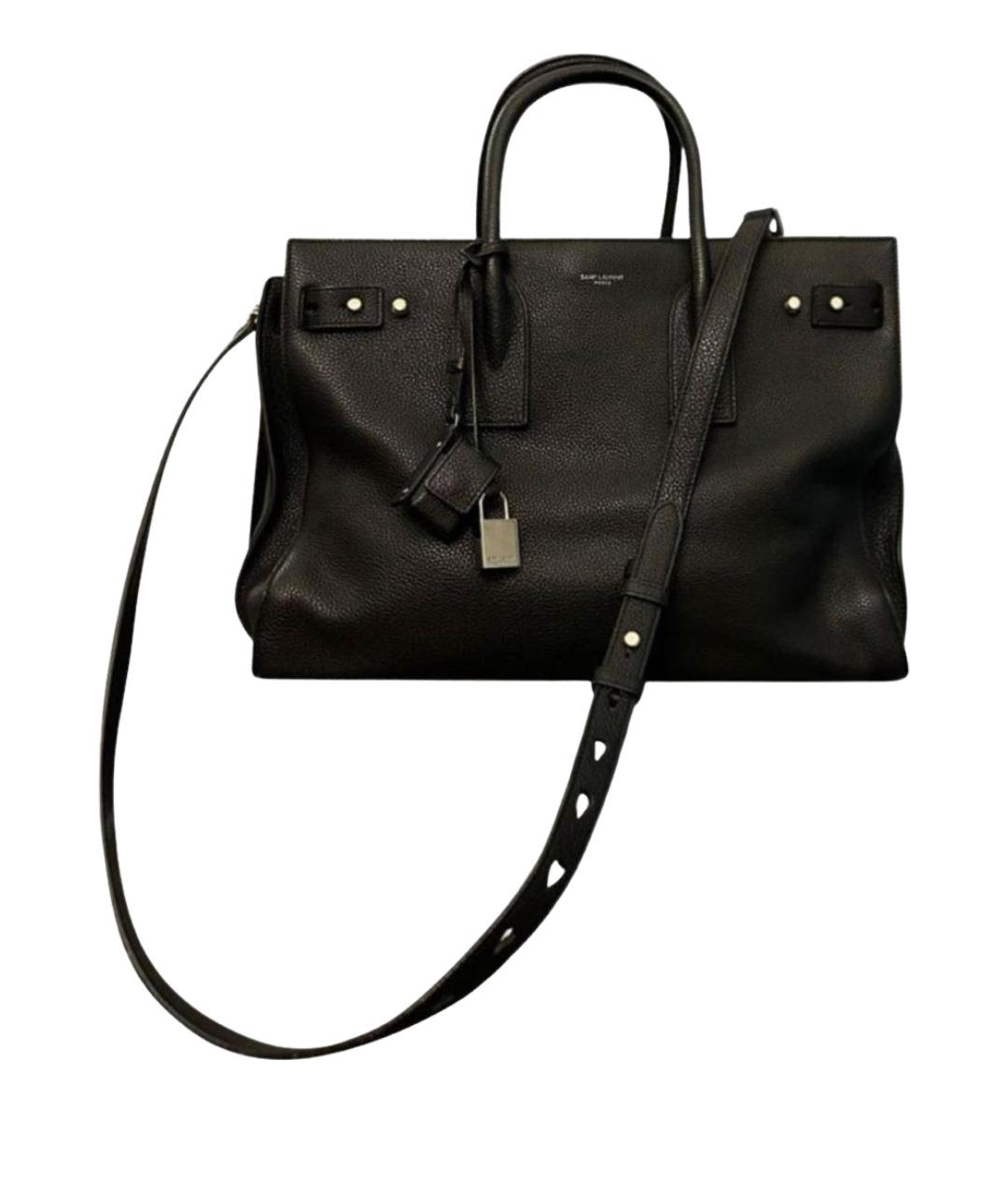 SAINT LAURENT Черная кожаная сумка с короткими ручками, фото 1