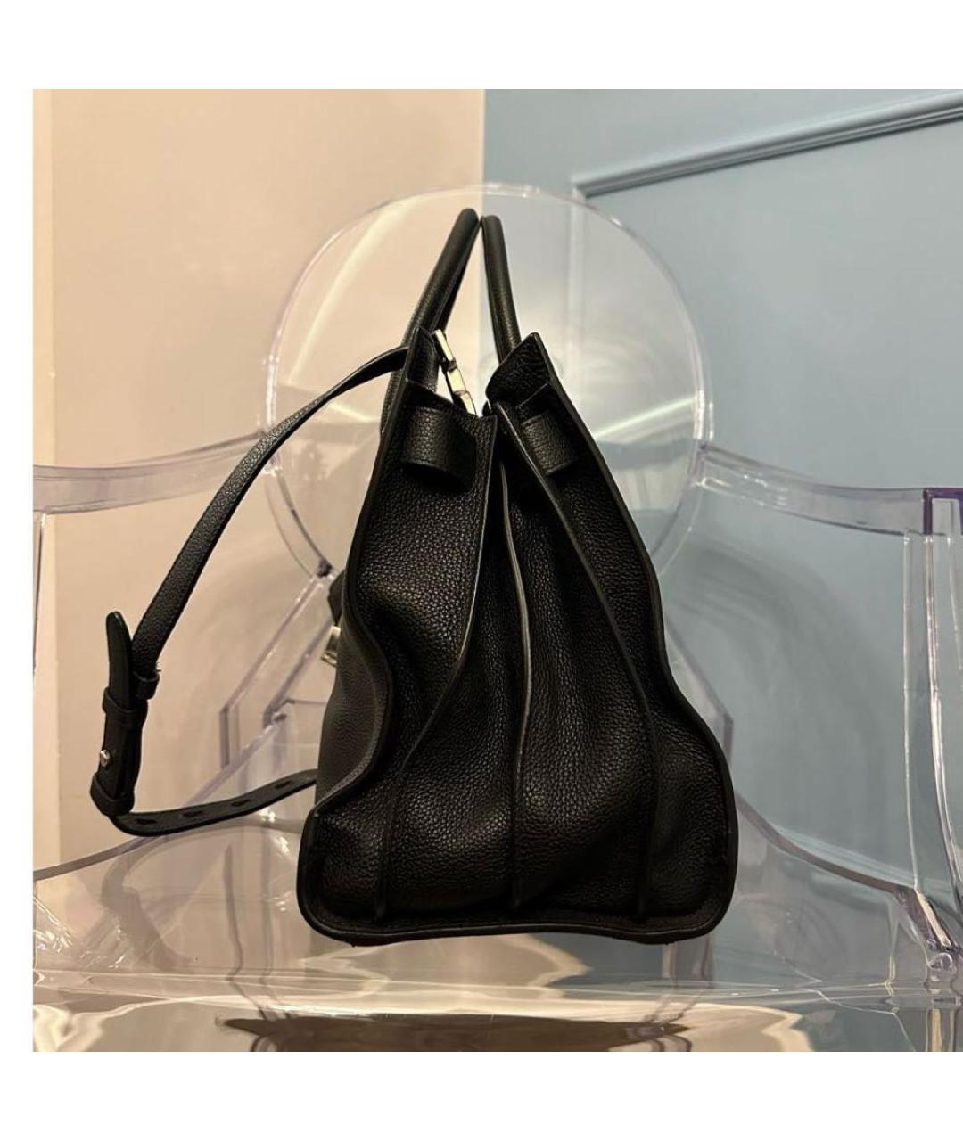 SAINT LAURENT Черная кожаная сумка с короткими ручками, фото 3