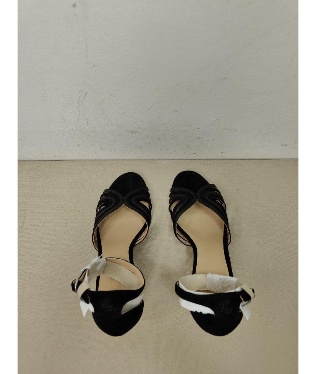 RALPH LAUREN COLLECTION Черные кожаные босоножки, фото 3