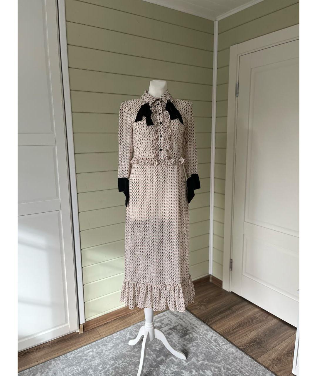 ELISABETTA FRANCHI Бежевое полиэстеровое повседневное платье, фото 9