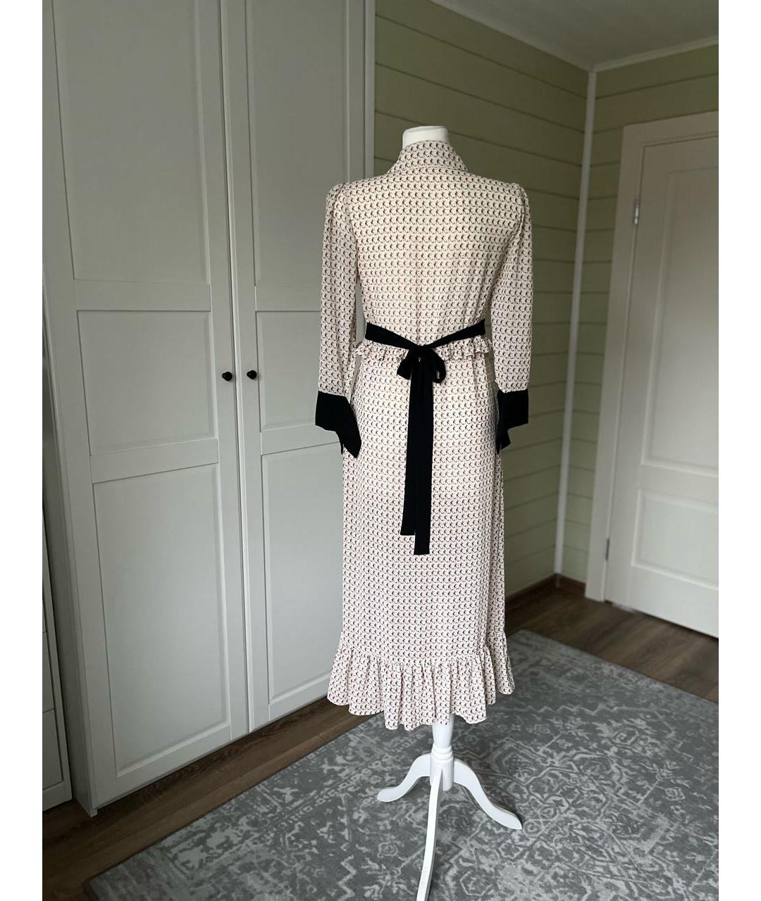 ELISABETTA FRANCHI Бежевое полиэстеровое повседневное платье, фото 2