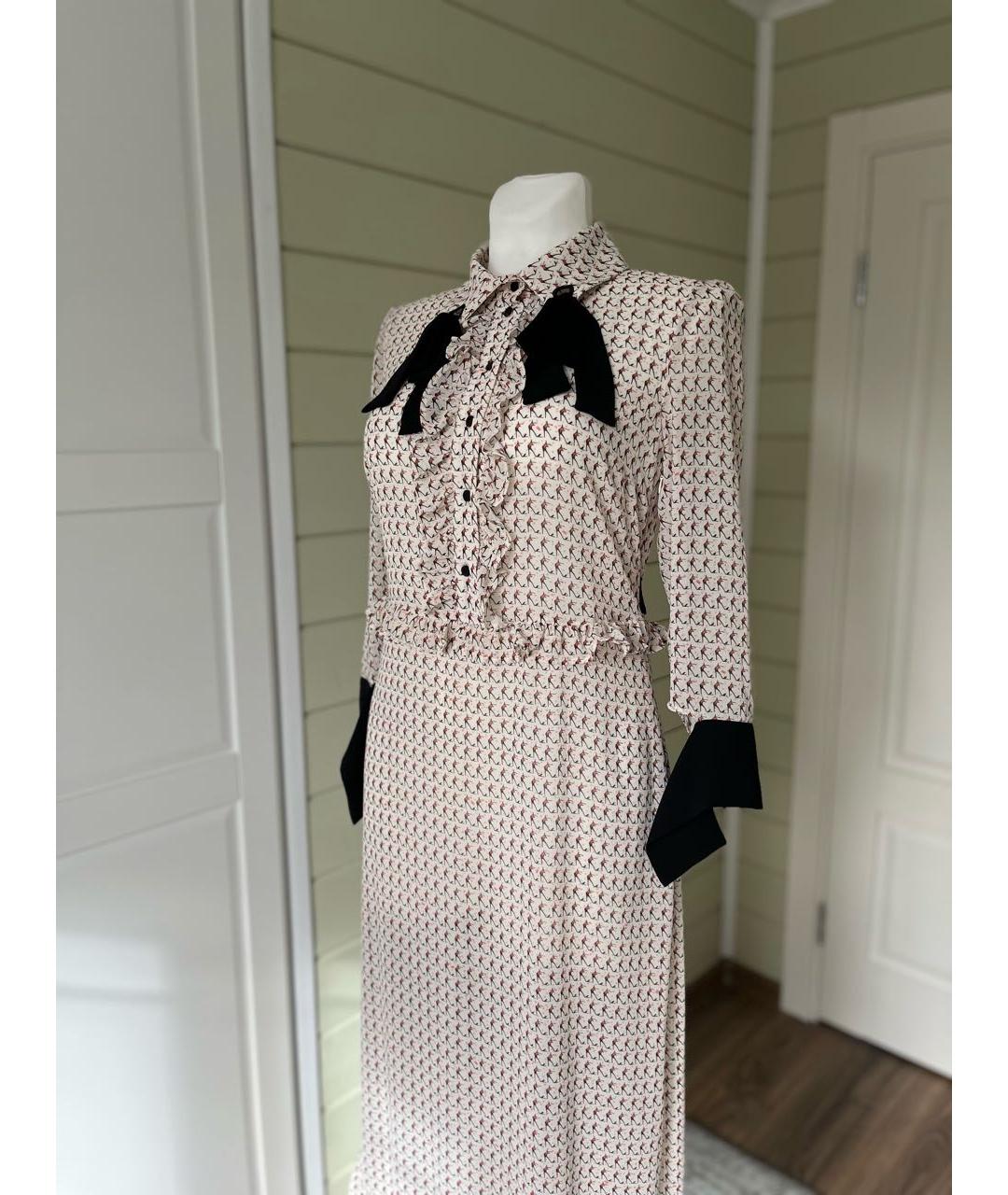 ELISABETTA FRANCHI Бежевое полиэстеровое повседневное платье, фото 3