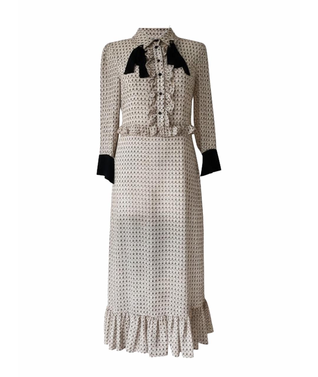 ELISABETTA FRANCHI Бежевое полиэстеровое повседневное платье, фото 1