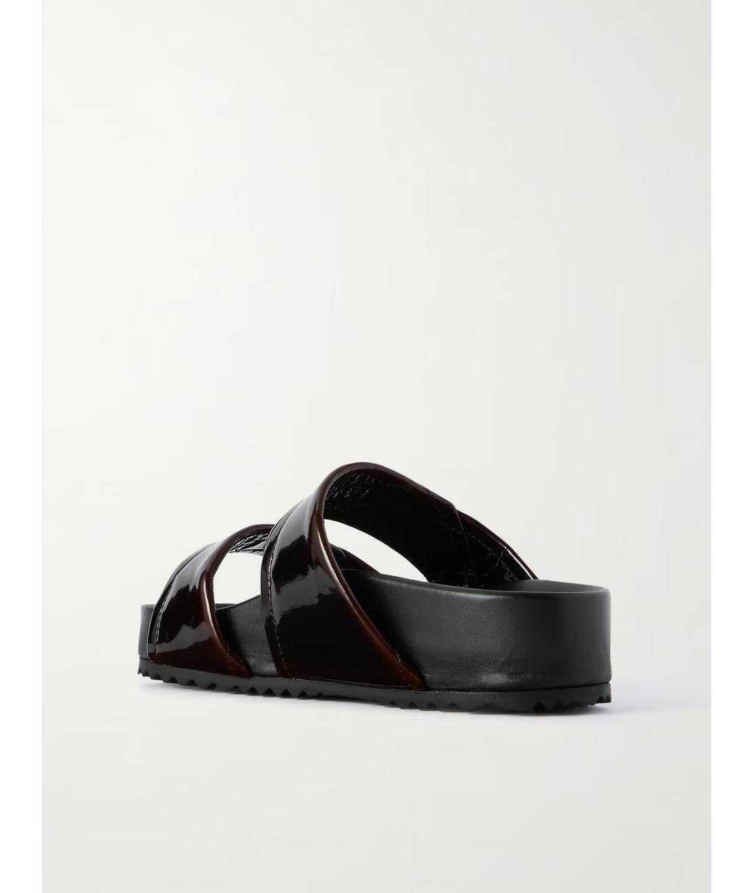 DRIES VAN NOTEN Коричневые шлепанцы из лакированной кожи, фото 5