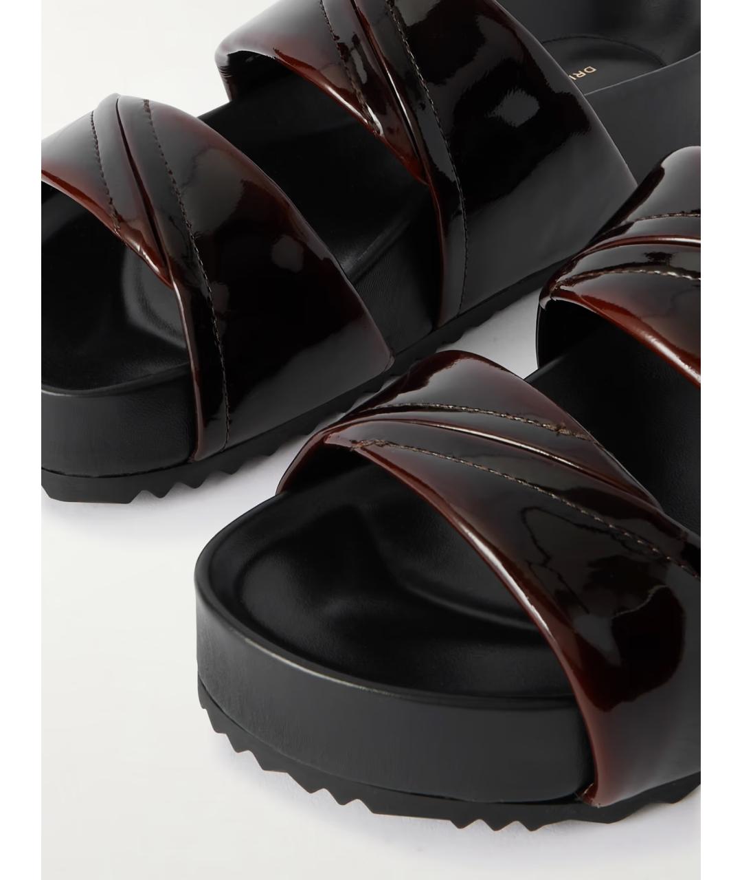 DRIES VAN NOTEN Коричневые шлепанцы из лакированной кожи, фото 3