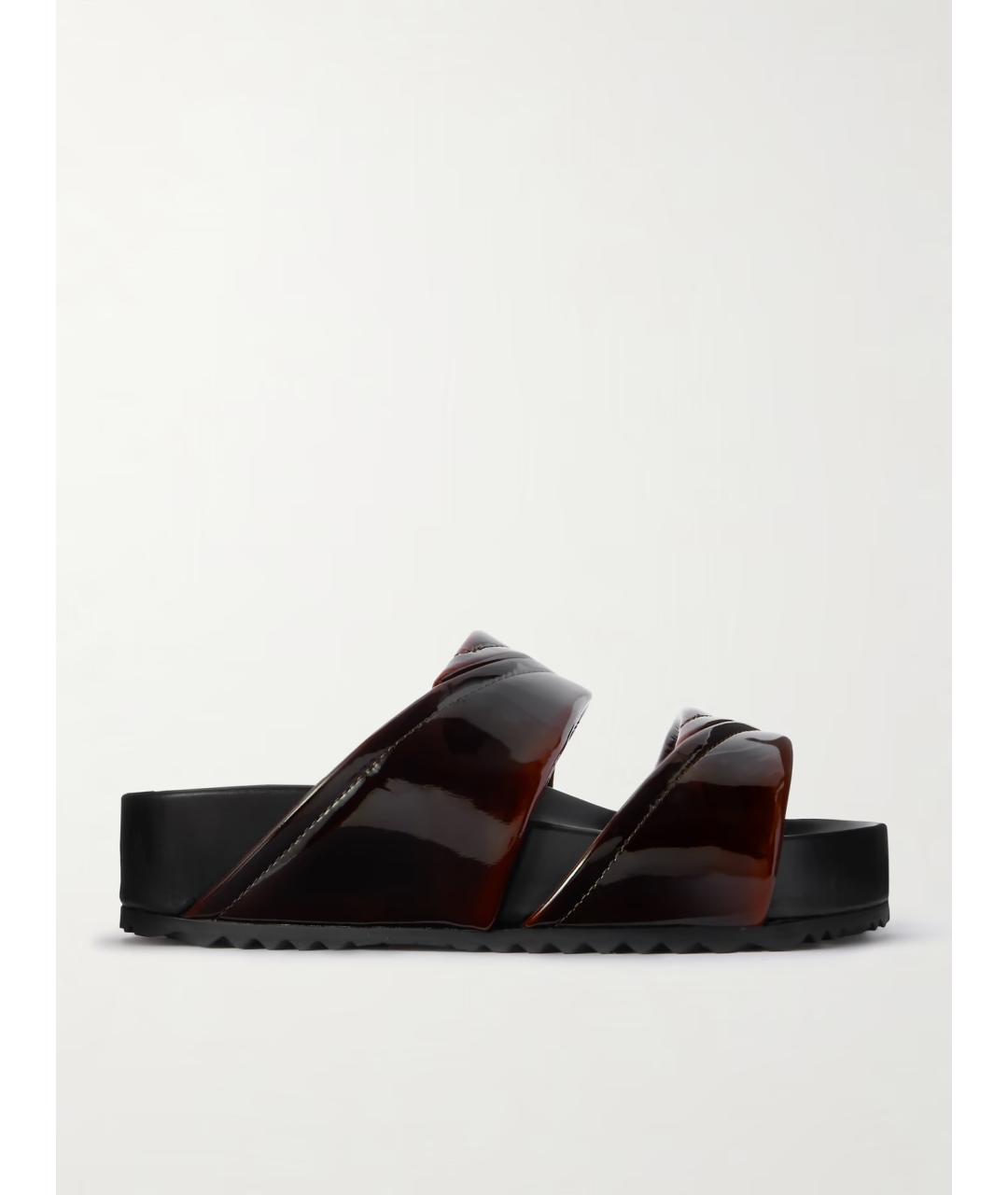 DRIES VAN NOTEN Коричневые шлепанцы из лакированной кожи, фото 6