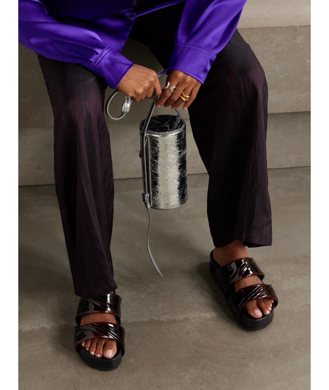 DRIES VAN NOTEN Коричневые шлепанцы из лакированной кожи, фото 2