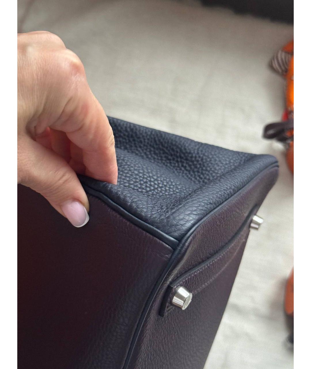 HERMES Фиолетовая кожаная сумка с короткими ручками, фото 7