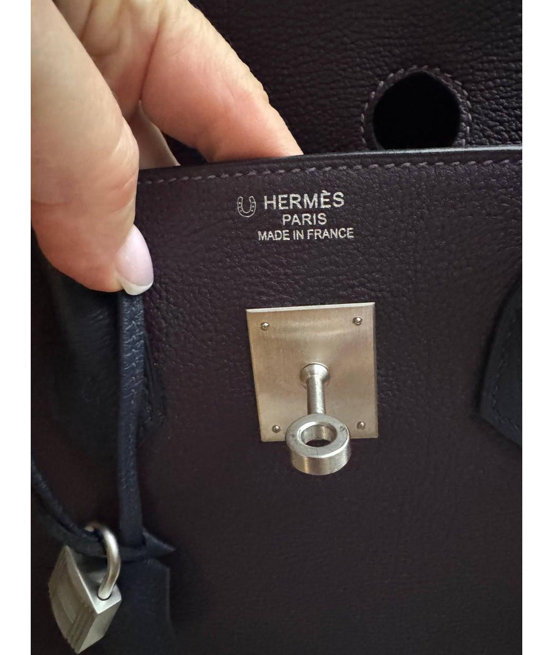 HERMES Фиолетовая кожаная сумка с короткими ручками, фото 5