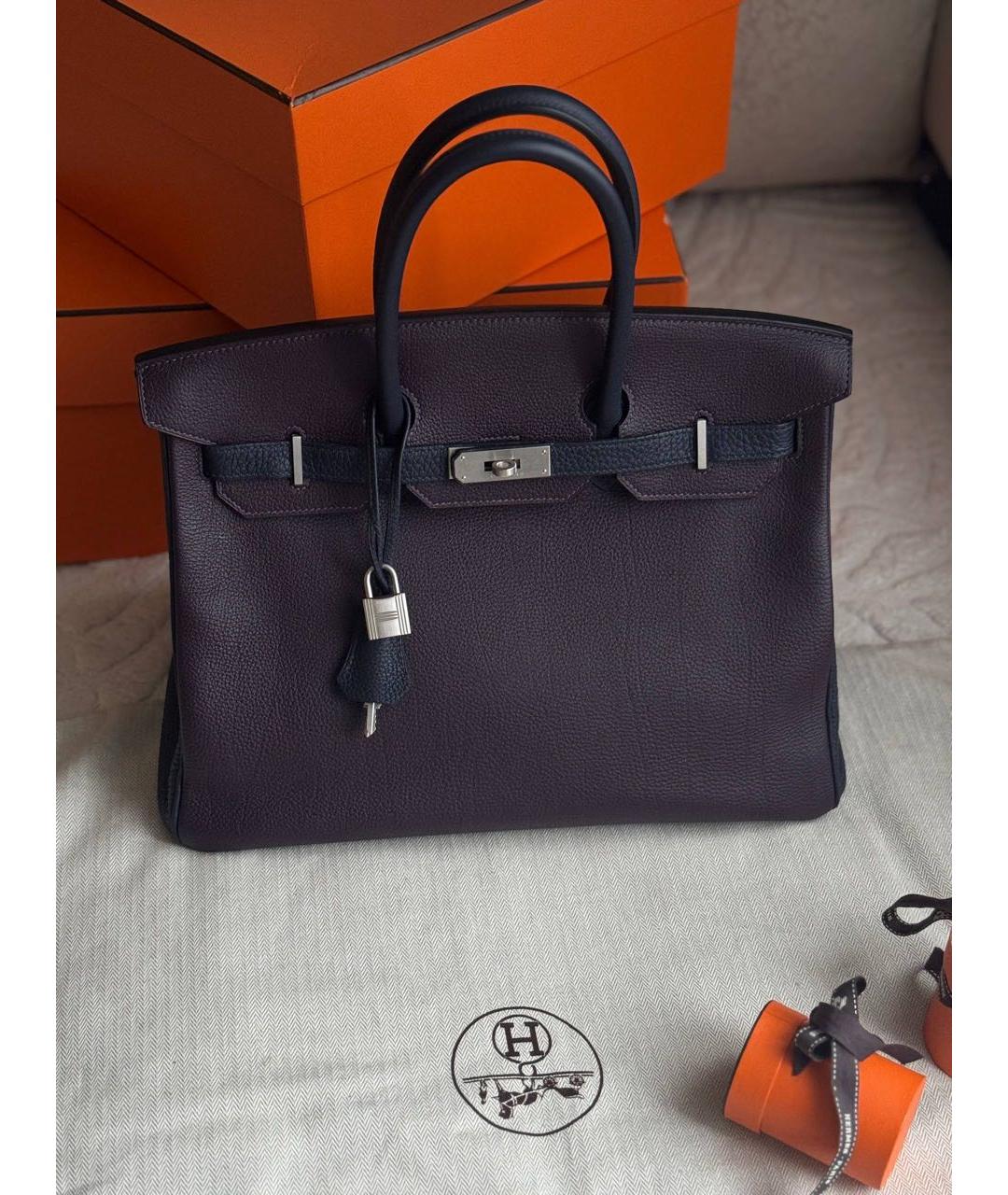 HERMES Фиолетовая кожаная сумка с короткими ручками, фото 9