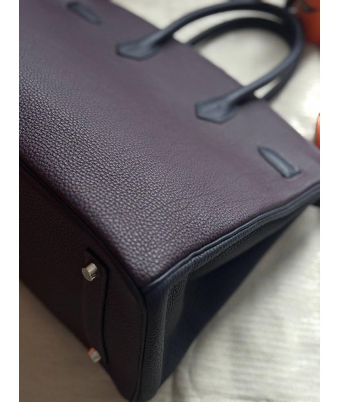 HERMES Фиолетовая кожаная сумка с короткими ручками, фото 3