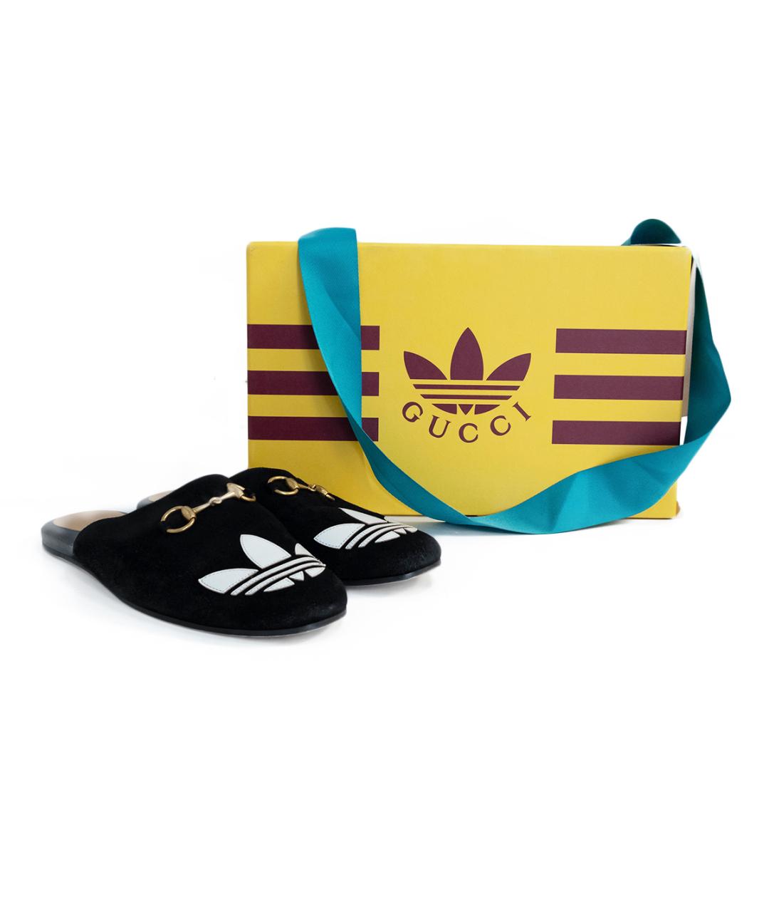 GUCCI Черные замшевые шлепанцы, фото 6