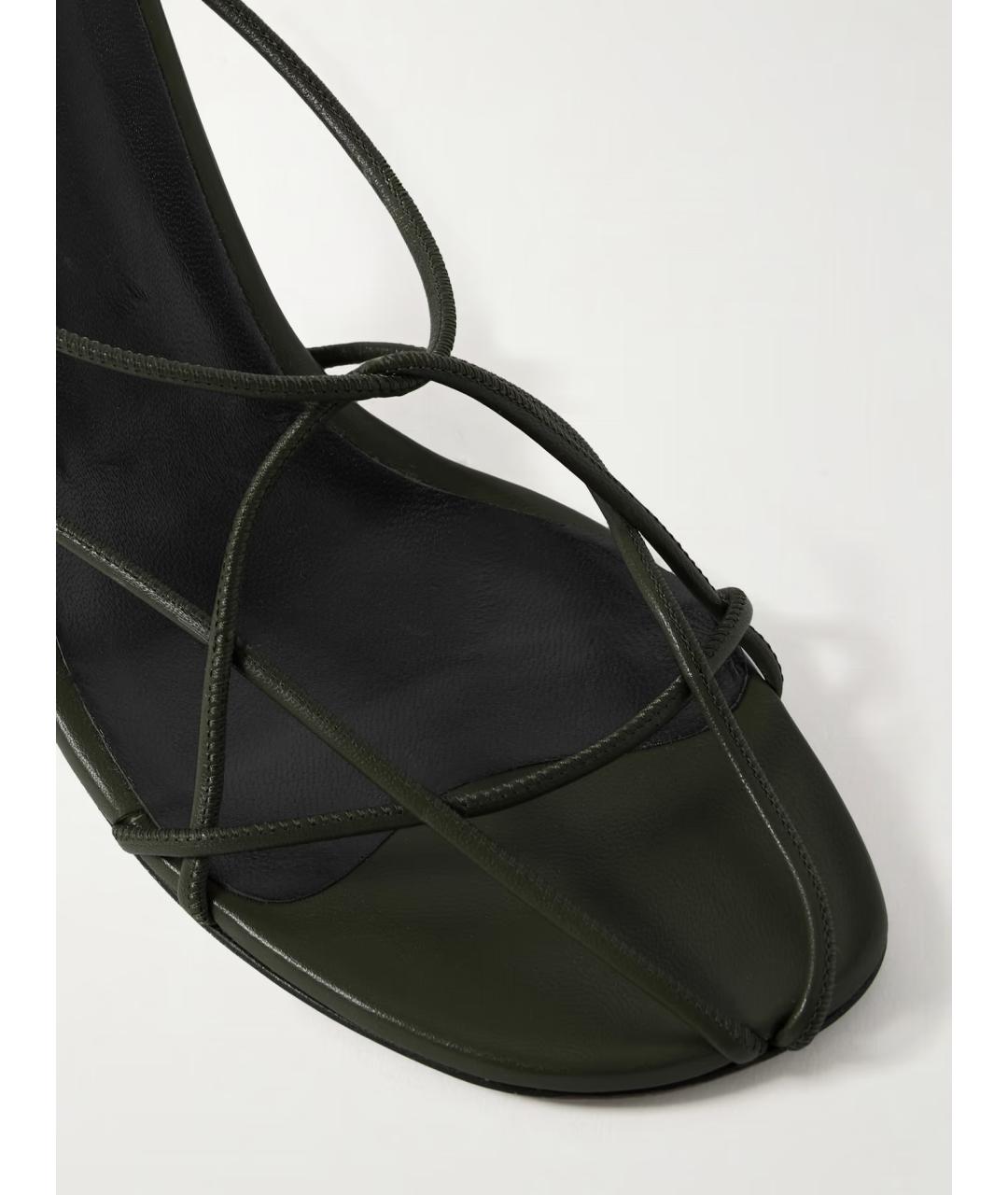 KHAITE Хаки кожаные босоножки, фото 3