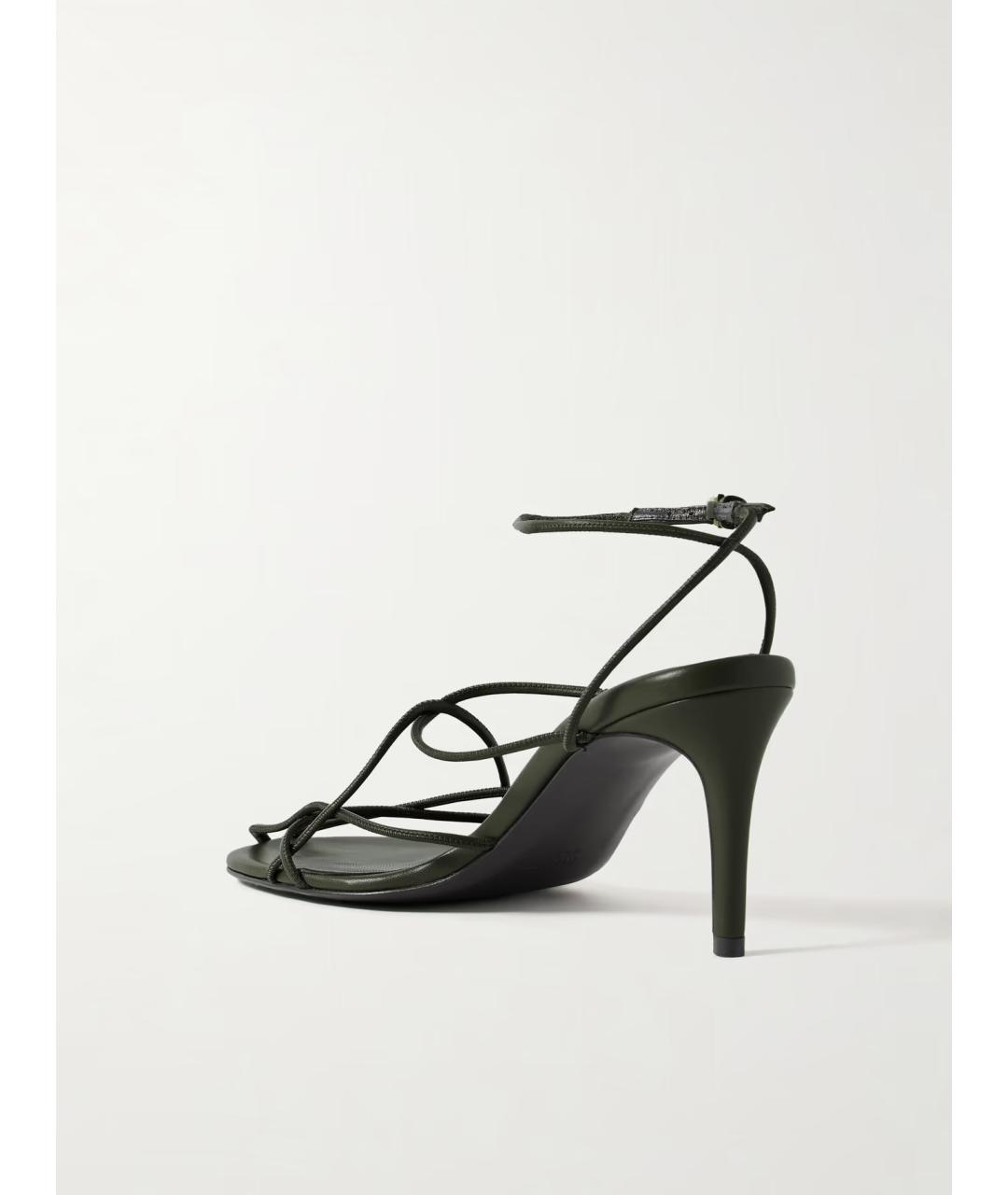 KHAITE Хаки кожаные босоножки, фото 4