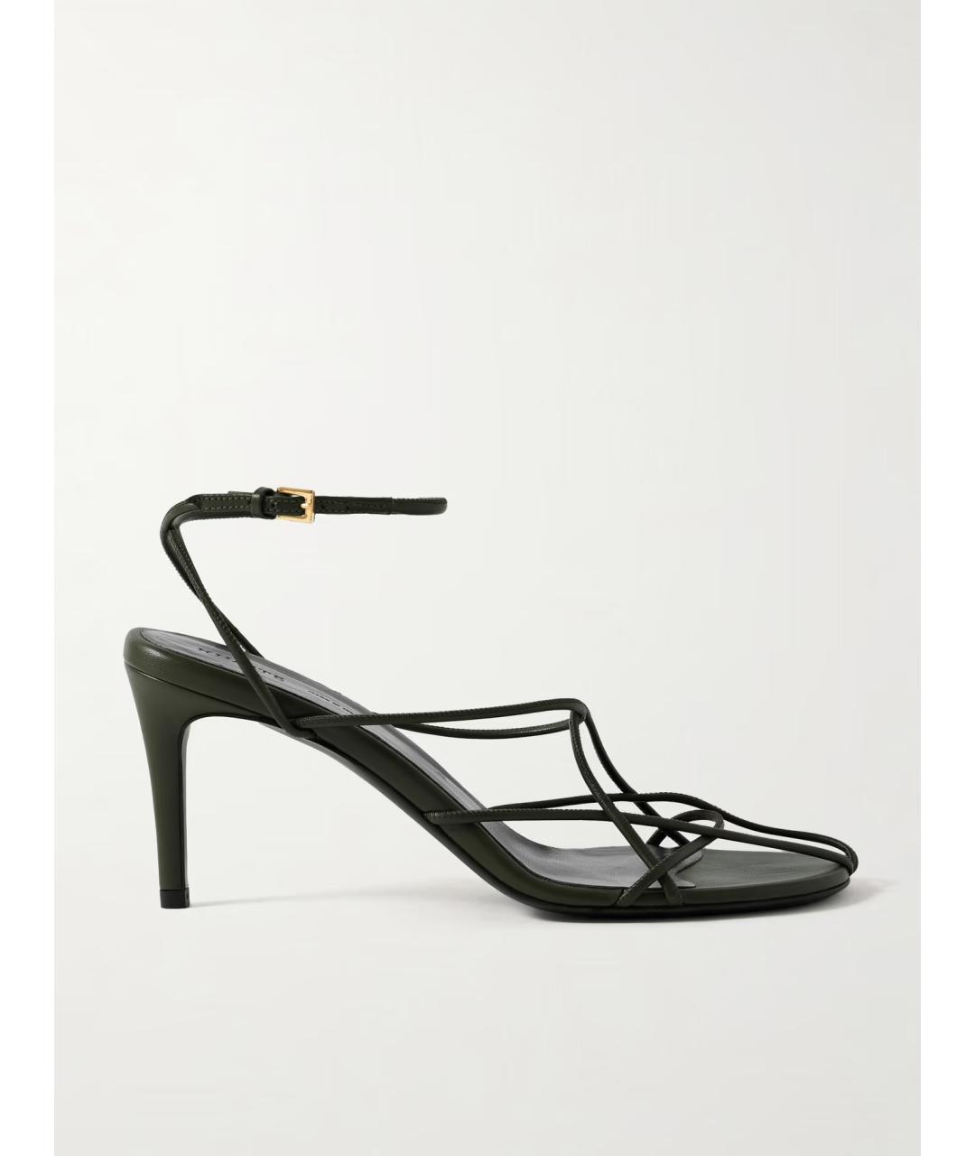 KHAITE Хаки кожаные босоножки, фото 5