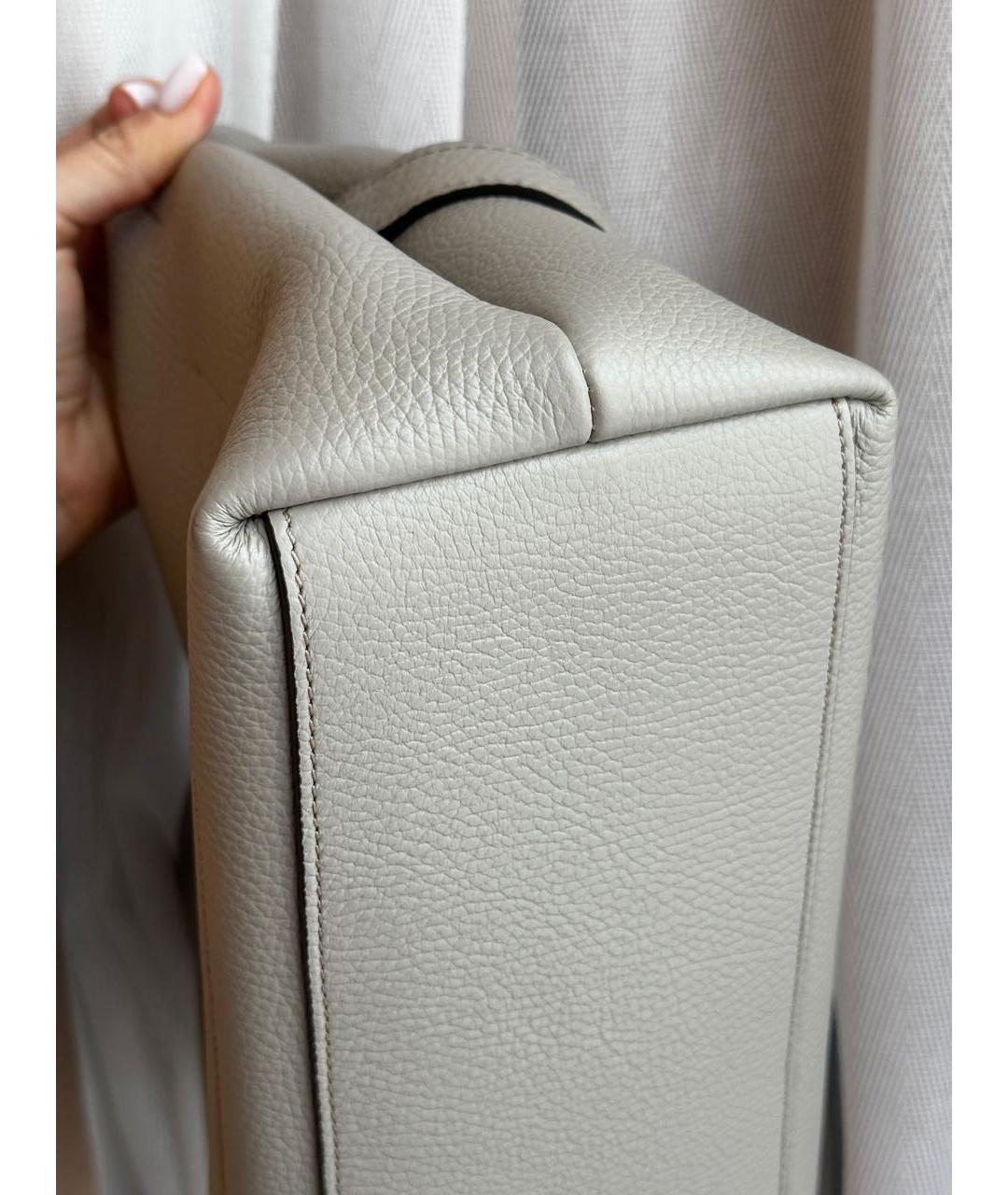 FURLA Серая кожаная сумка с короткими ручками, фото 5