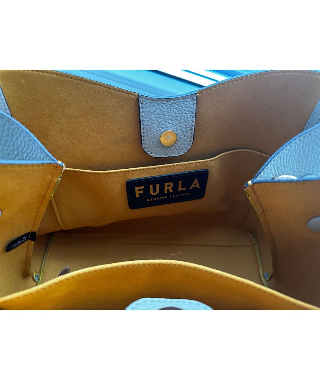 FURLA Серая кожаная сумка с короткими ручками, фото 7