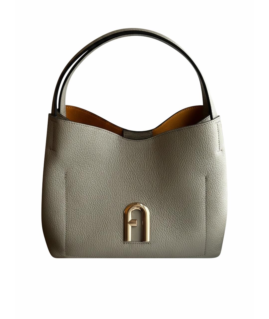 FURLA Серая кожаная сумка с короткими ручками, фото 1