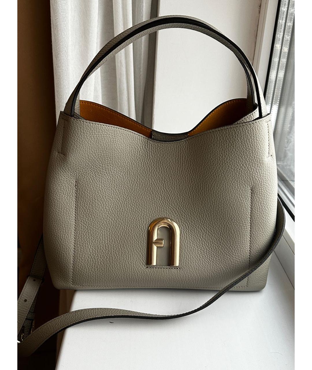 FURLA Серая кожаная сумка с короткими ручками, фото 8