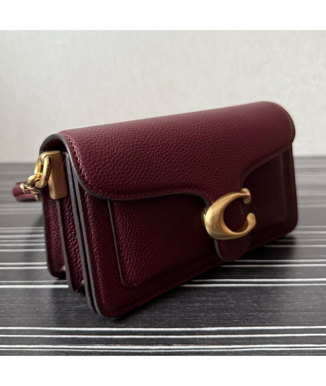 COACH Бордовая кожаная сумка через плечо, фото 2