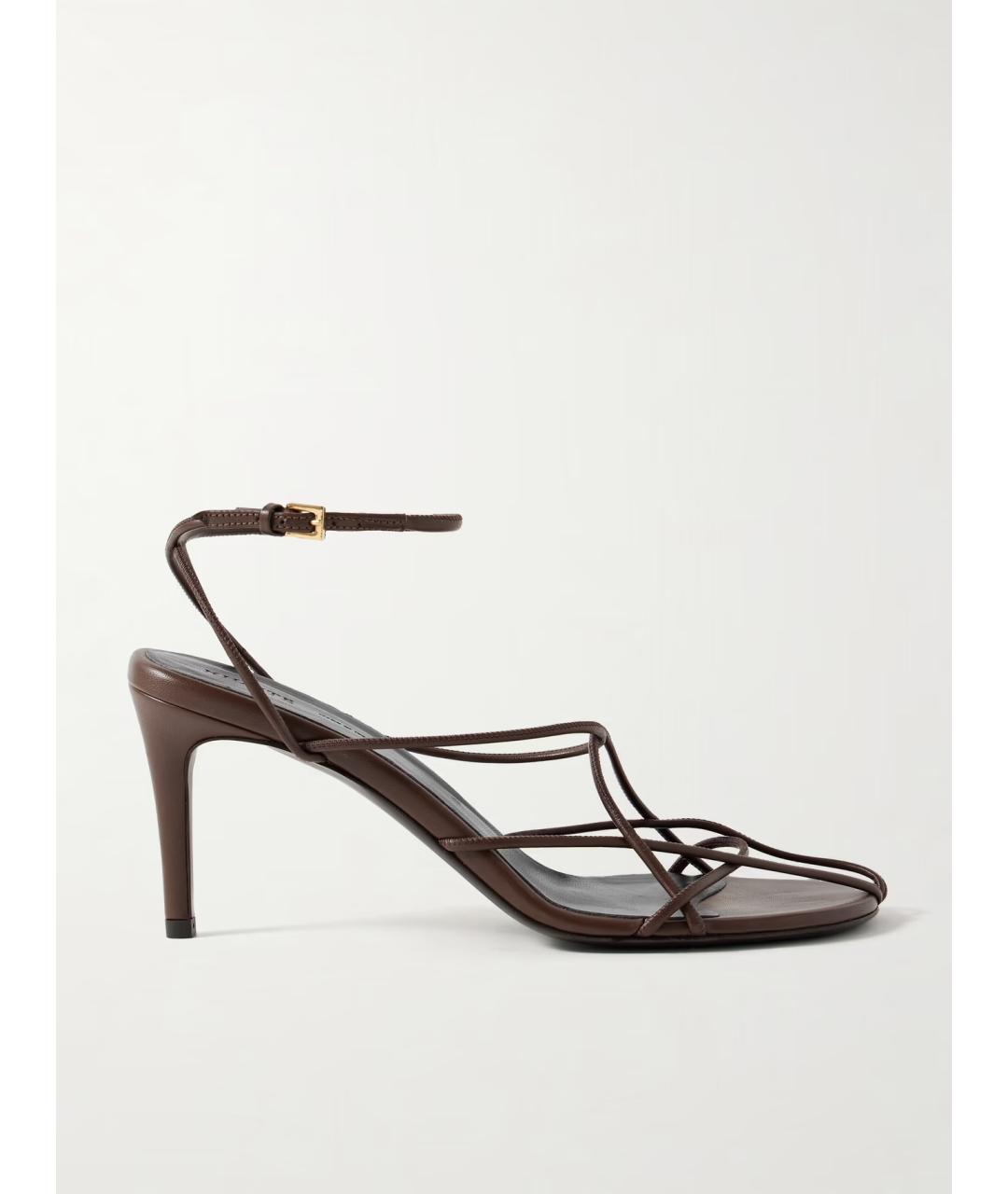 KHAITE Коричневые кожаные босоножки, фото 5