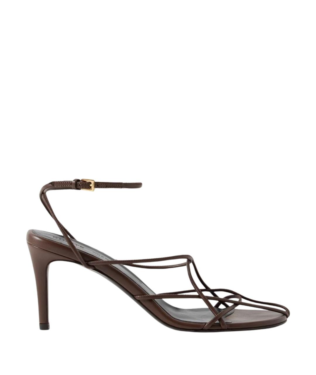 KHAITE Коричневые кожаные босоножки, фото 1