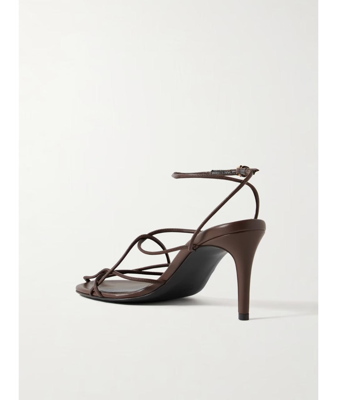 KHAITE Коричневые кожаные босоножки, фото 3