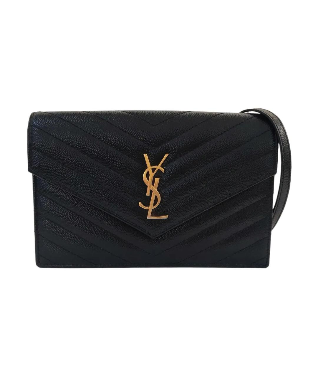 SAINT LAURENT Черная кожаная сумка через плечо, фото 1