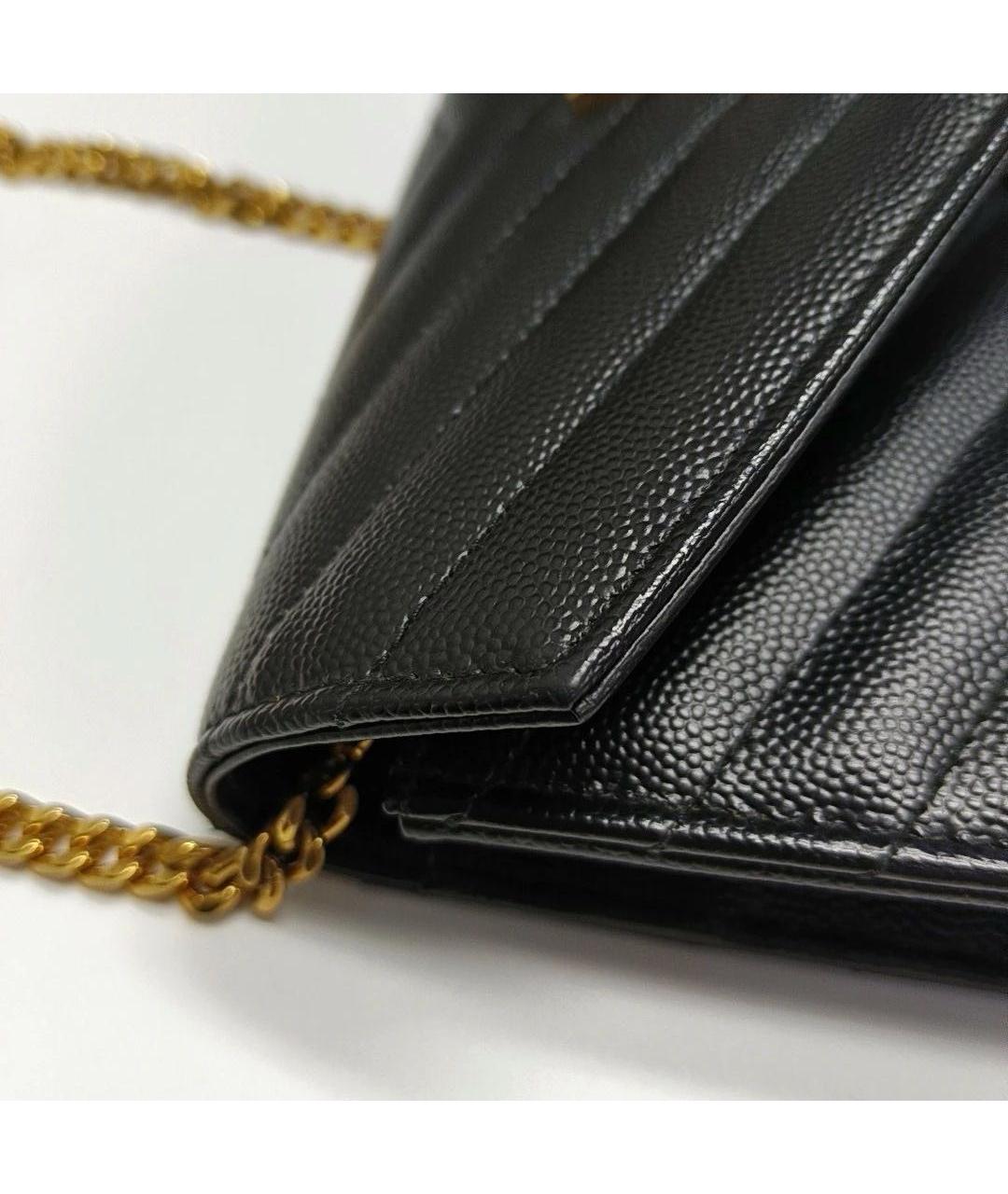 SAINT LAURENT Черная кожаная сумка через плечо, фото 5