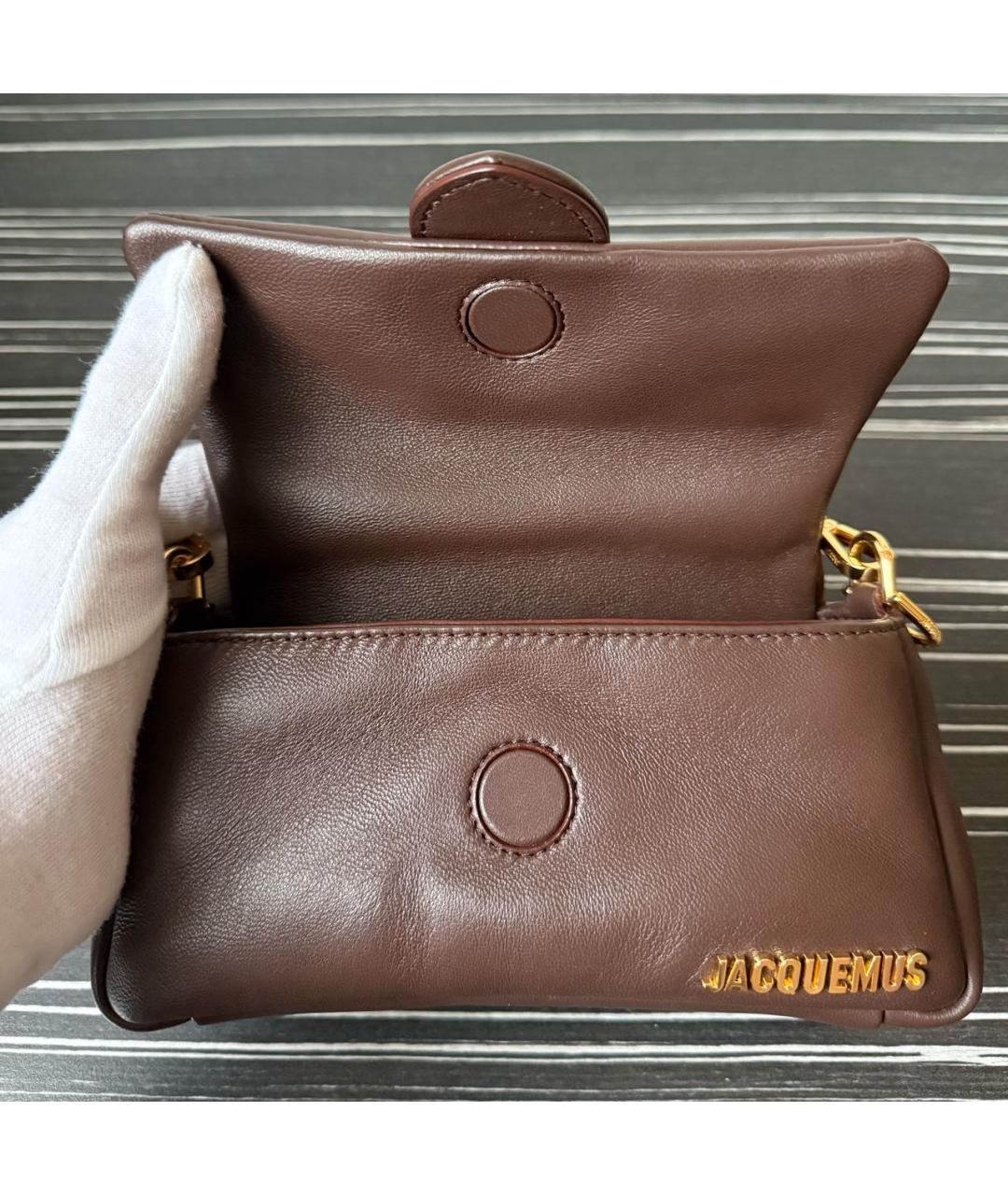 JACQUEMUS Коричневая кожаная сумка через плечо, фото 4