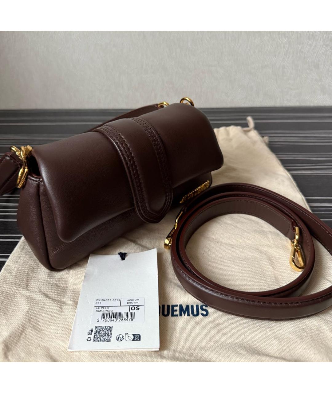 JACQUEMUS Коричневая кожаная сумка через плечо, фото 5