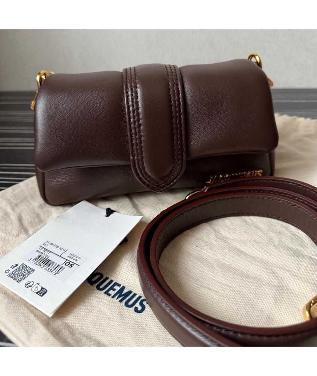 JACQUEMUS Коричневая кожаная сумка через плечо, фото 6