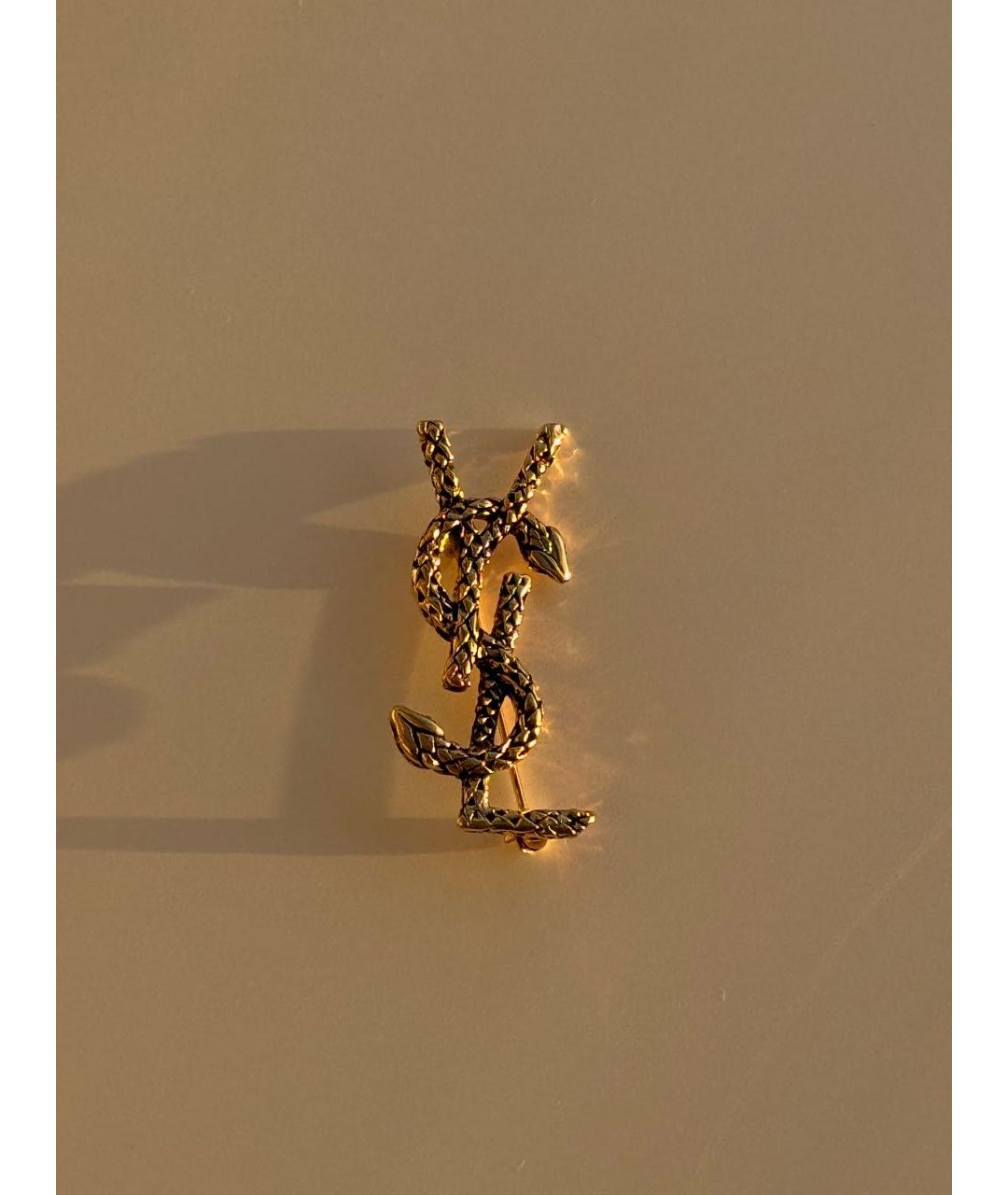 SAINT LAURENT Золотая латунная булавка / брошь, фото 6