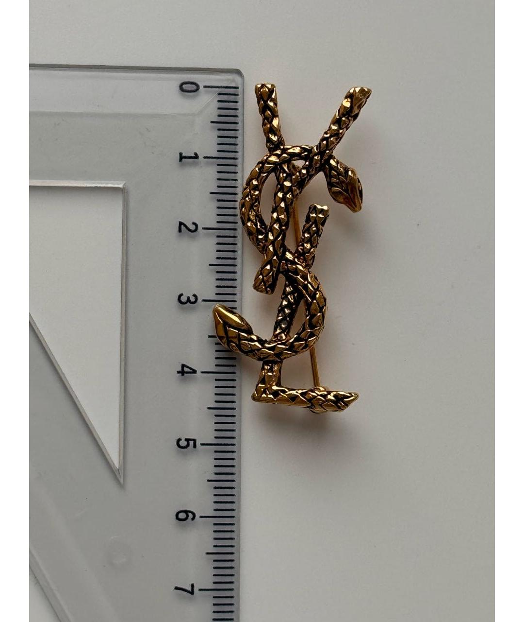 SAINT LAURENT Золотая латунная булавка / брошь, фото 7