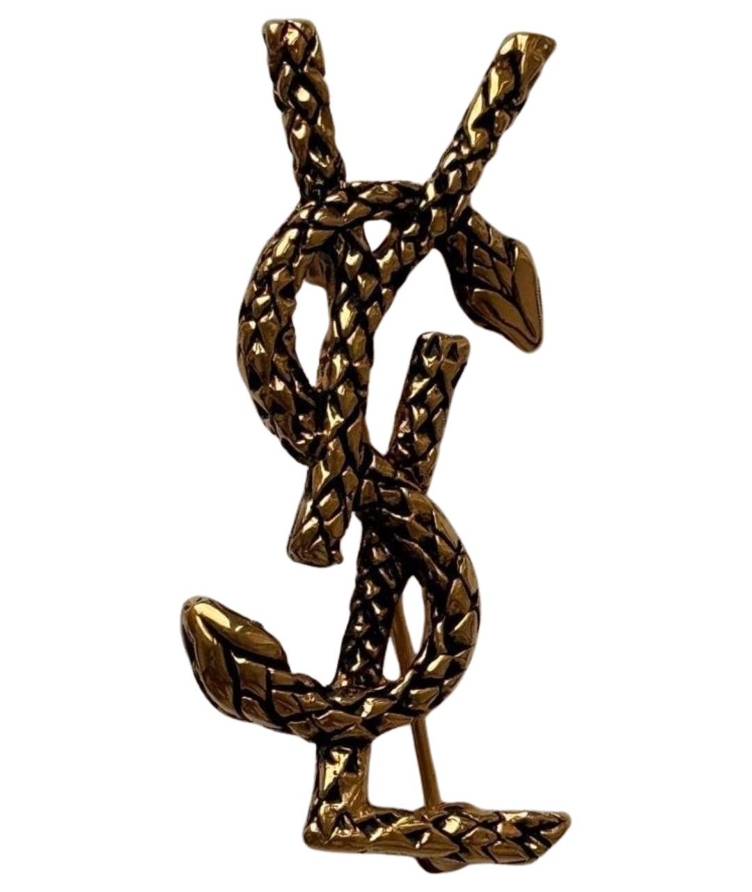 SAINT LAURENT Золотая латунная булавка / брошь, фото 1