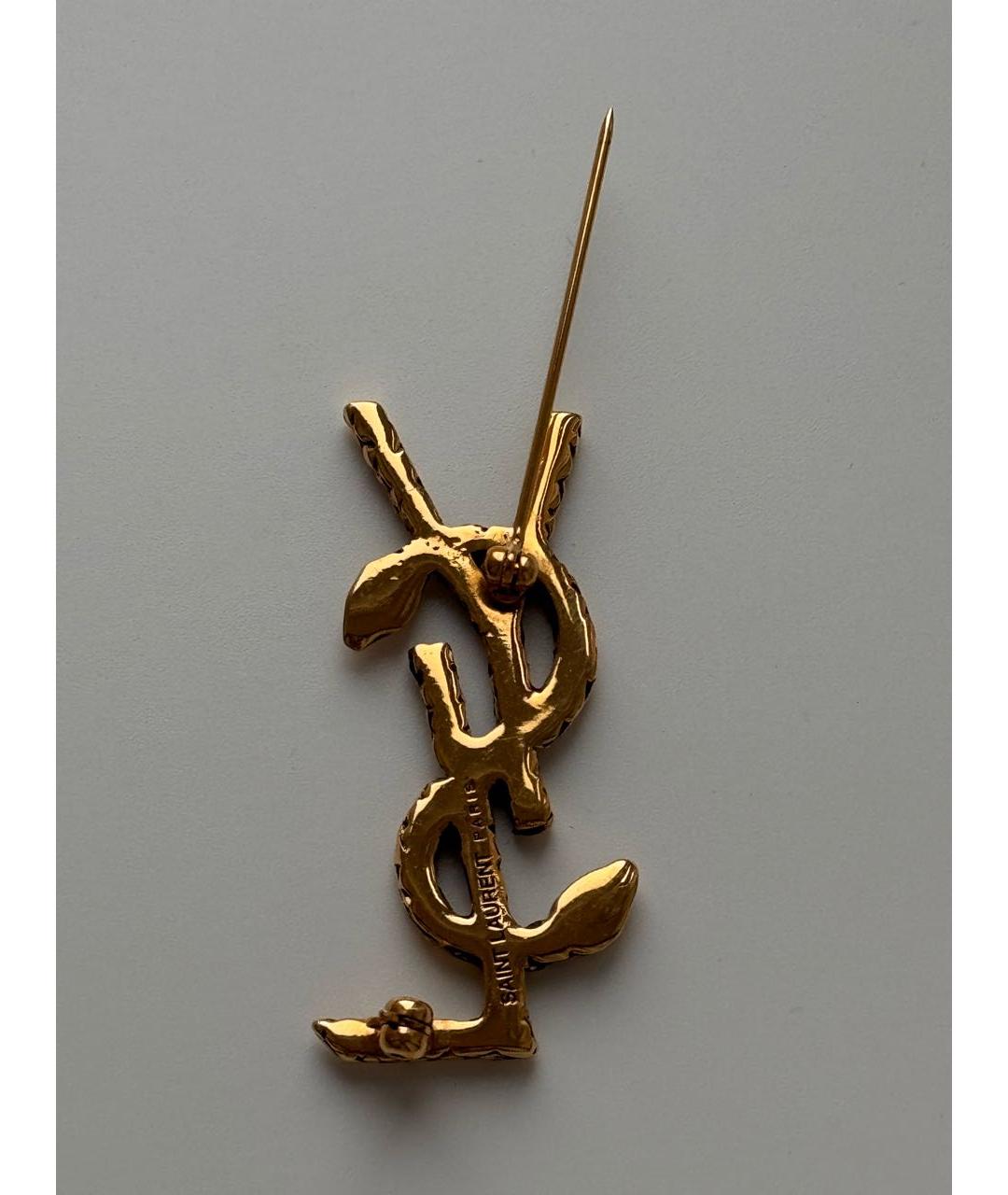 SAINT LAURENT Золотая латунная булавка / брошь, фото 3