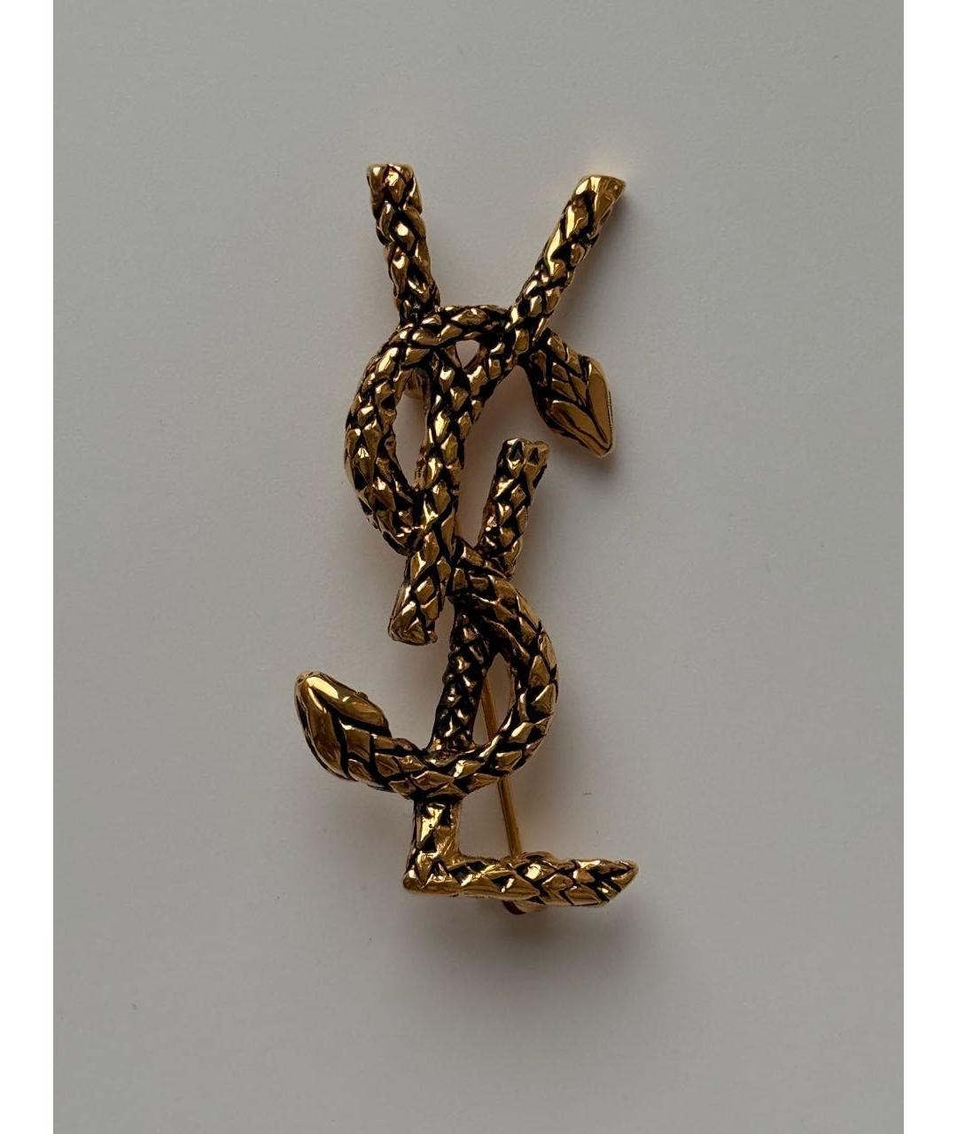 SAINT LAURENT Золотая латунная булавка / брошь, фото 8