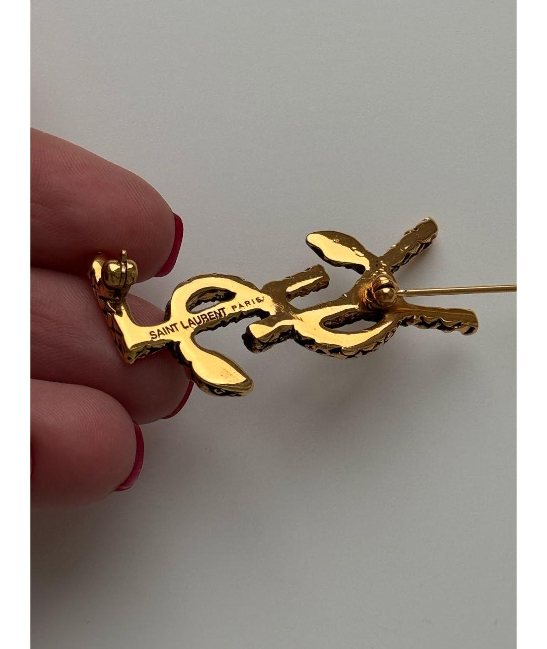 SAINT LAURENT Золотая латунная булавка / брошь, фото 2