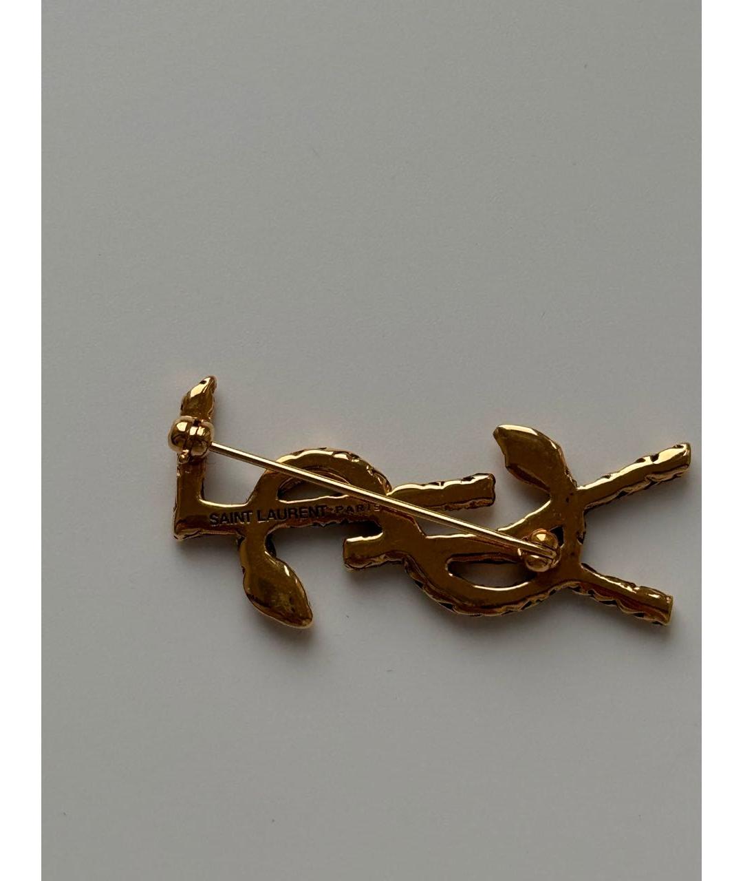 SAINT LAURENT Золотая латунная булавка / брошь, фото 4