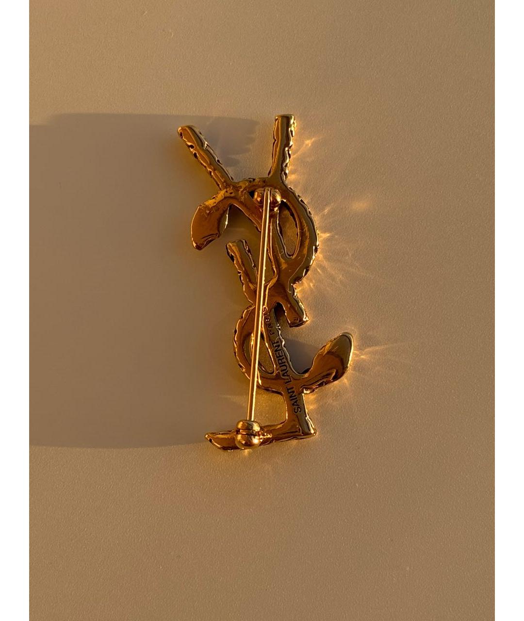 SAINT LAURENT Золотая латунная булавка / брошь, фото 5