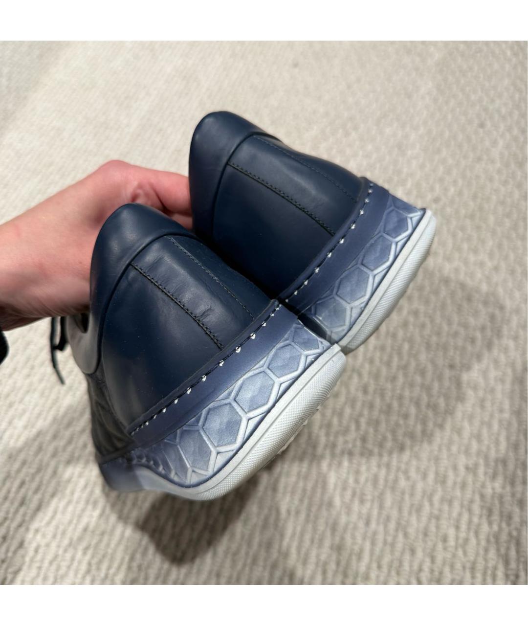 ZILLI Темно-синие кожаные низкие кроссовки / кеды, фото 3