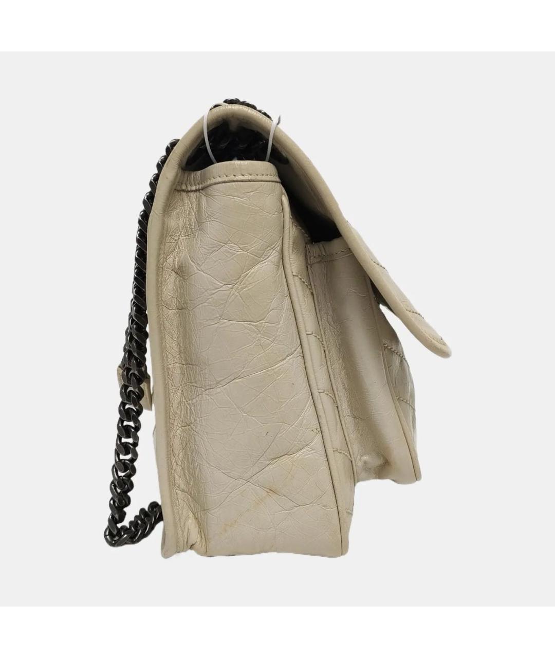 SAINT LAURENT Бежевая кожаная сумка через плечо, фото 3